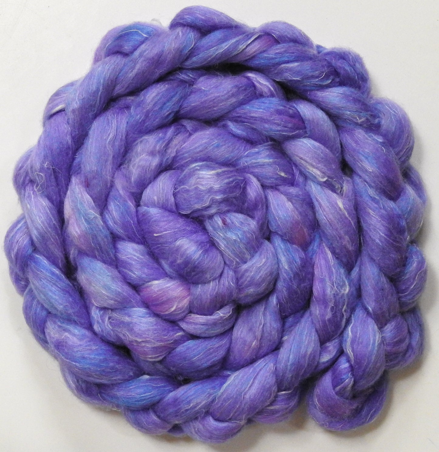 Japanese Wisteria (5.7 oz) - Batt in a Braid #3 - Polwarth/ Tussah Silk/ Flax (50/25/25)