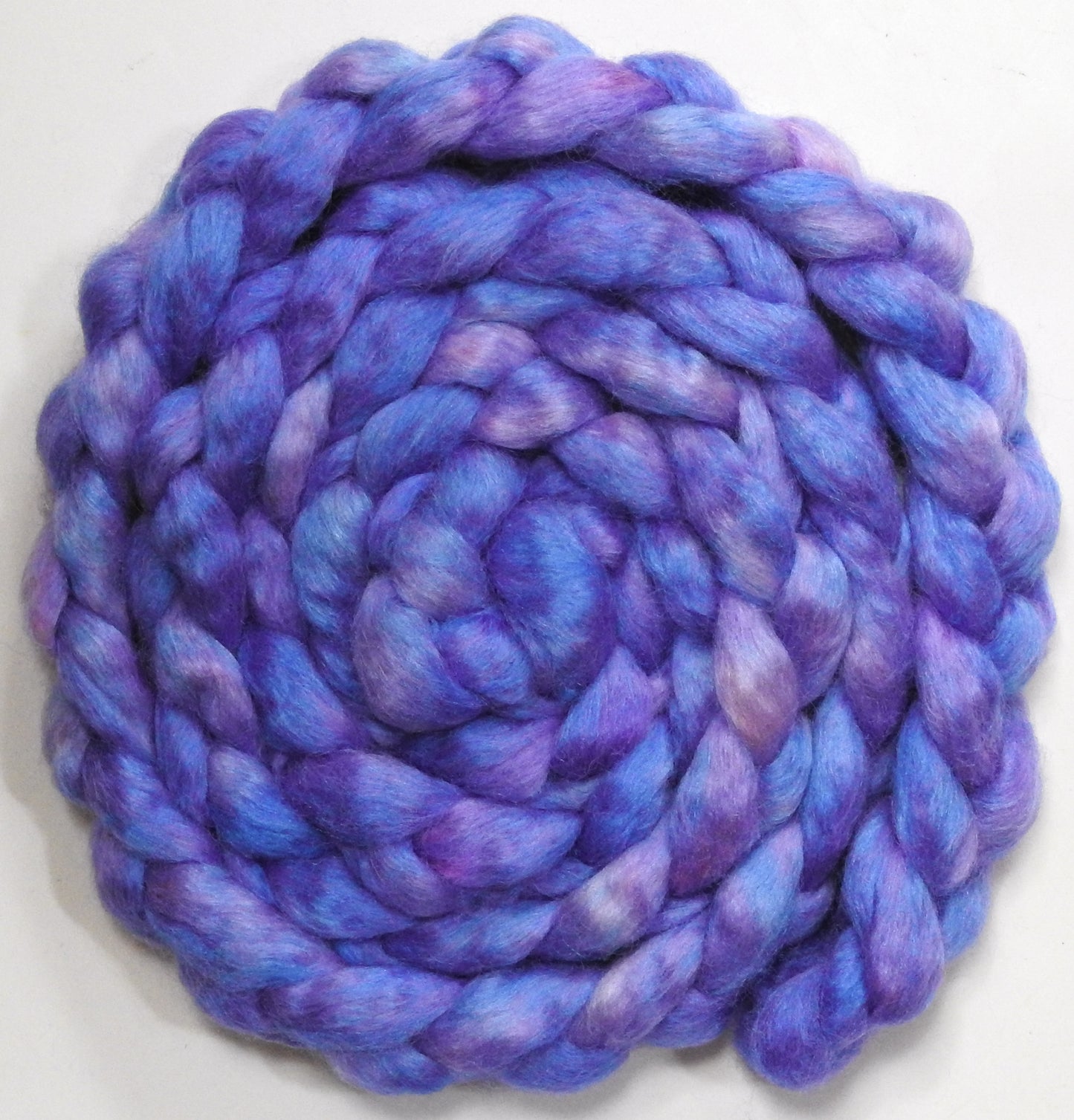 Japanese Wisteria (5.6 oz) - Batt in a Braid #52- Wensleydale/ Mulberry silk/ Polwarth (60/25/15)