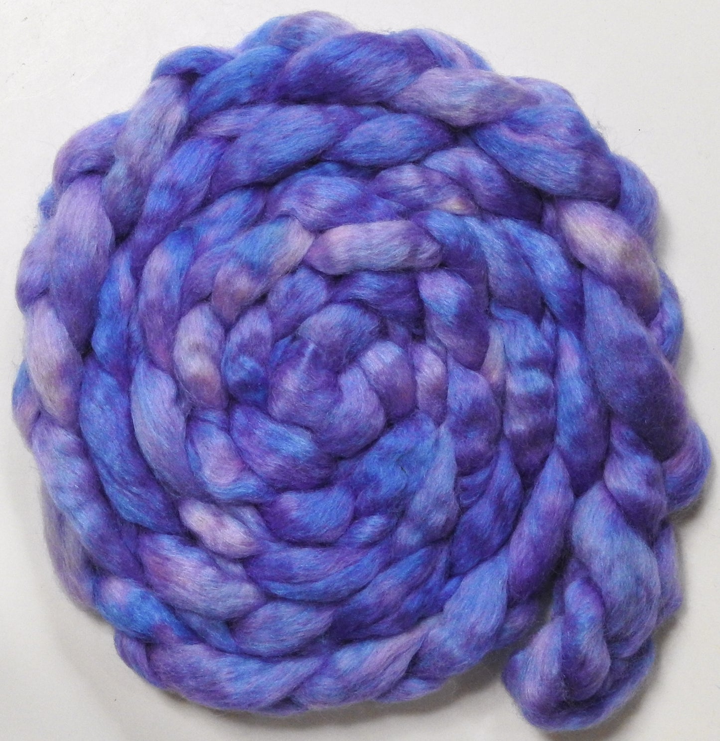 Japanese Wisteria (5.6 oz) - Batt in a Braid #52- Wensleydale/ Mulberry silk/ Polwarth (60/25/15)