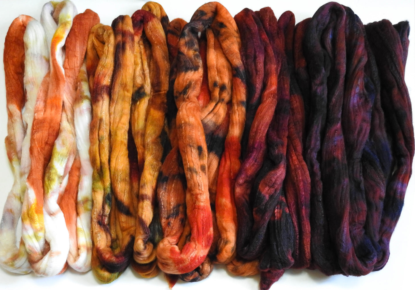 Red Panda -Gradient Braid Set -(~7 oz.) - Rambouillet/Tussah (80/20)