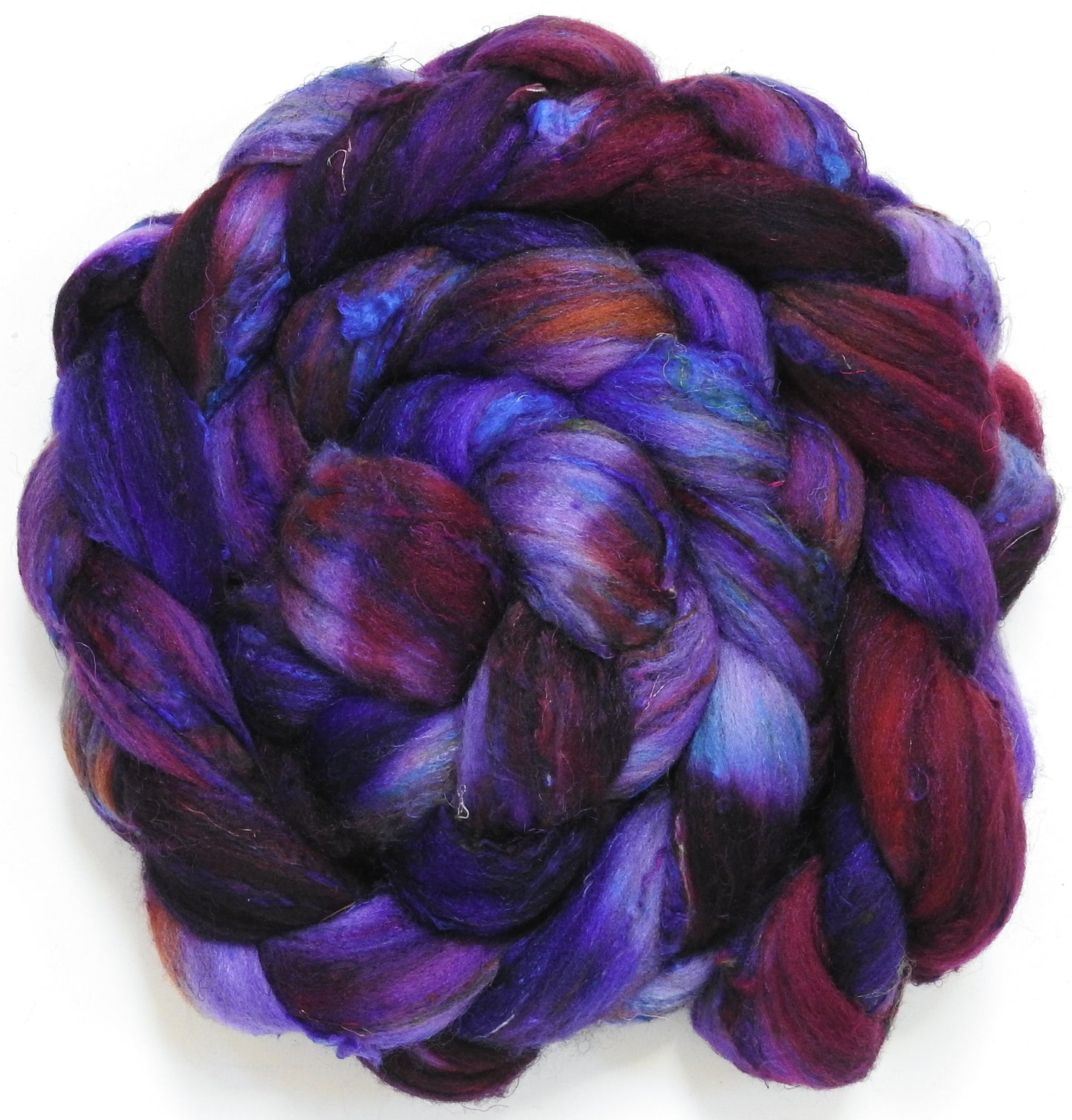 Singular - 57 (5.6 oz) - Batt in a Braid #65 - Rambouillet/ Cormo / Sari  silk/ Tussah silk (40/25/25/10)