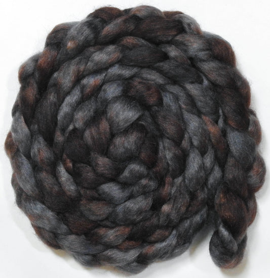 Soot (5.7 oz) - Batt in a Braid #52- Wensleydale/ Mulberry silk/ Polwarth (60/25/15)