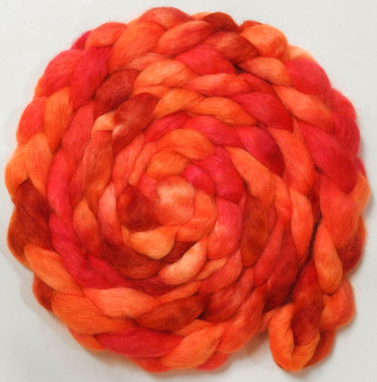 Traffic Cone (5.7 oz) - Batt in a Braid #52- Wensleydale/ Mulberry silk/ Polwarth (60/25/15)