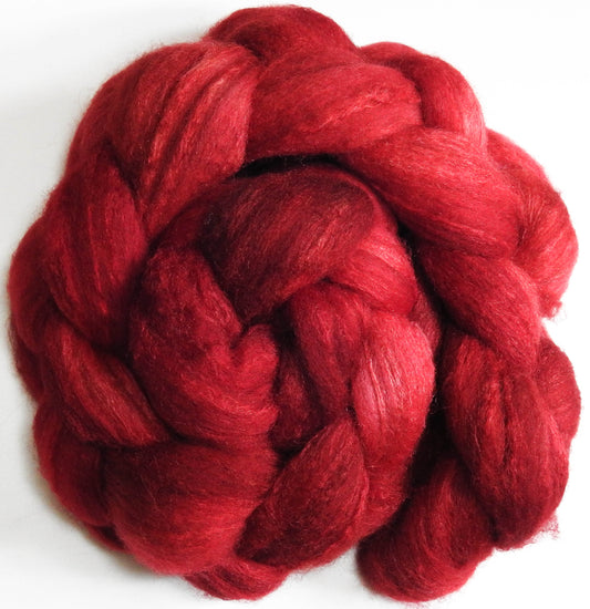 Poppy- (3.2 oz) Batt in a Braid #27 - Lt. Grey Shetland/ Falkland Merino / tussah silk (50/25/25)