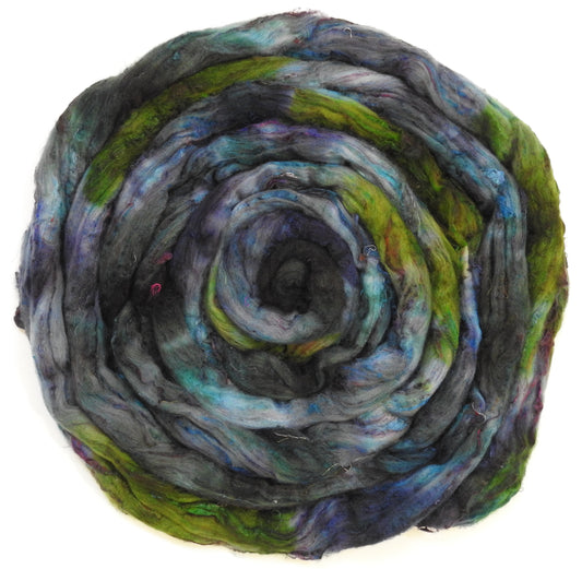 Singular - 51 (5.6 oz) - Batt in a Braid #65 - Rambouillet/ Cormo / Sari  silk/ Tussah silk (40/25/25/10)