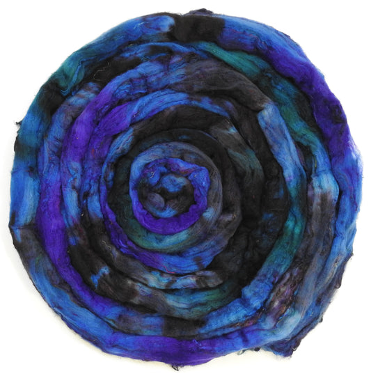 Singular - 48 (5.6 oz) - Batt in a Braid #65 - Rambouillet/ Cormo / Sari  silk/ Tussah silk (40/25/25/10)