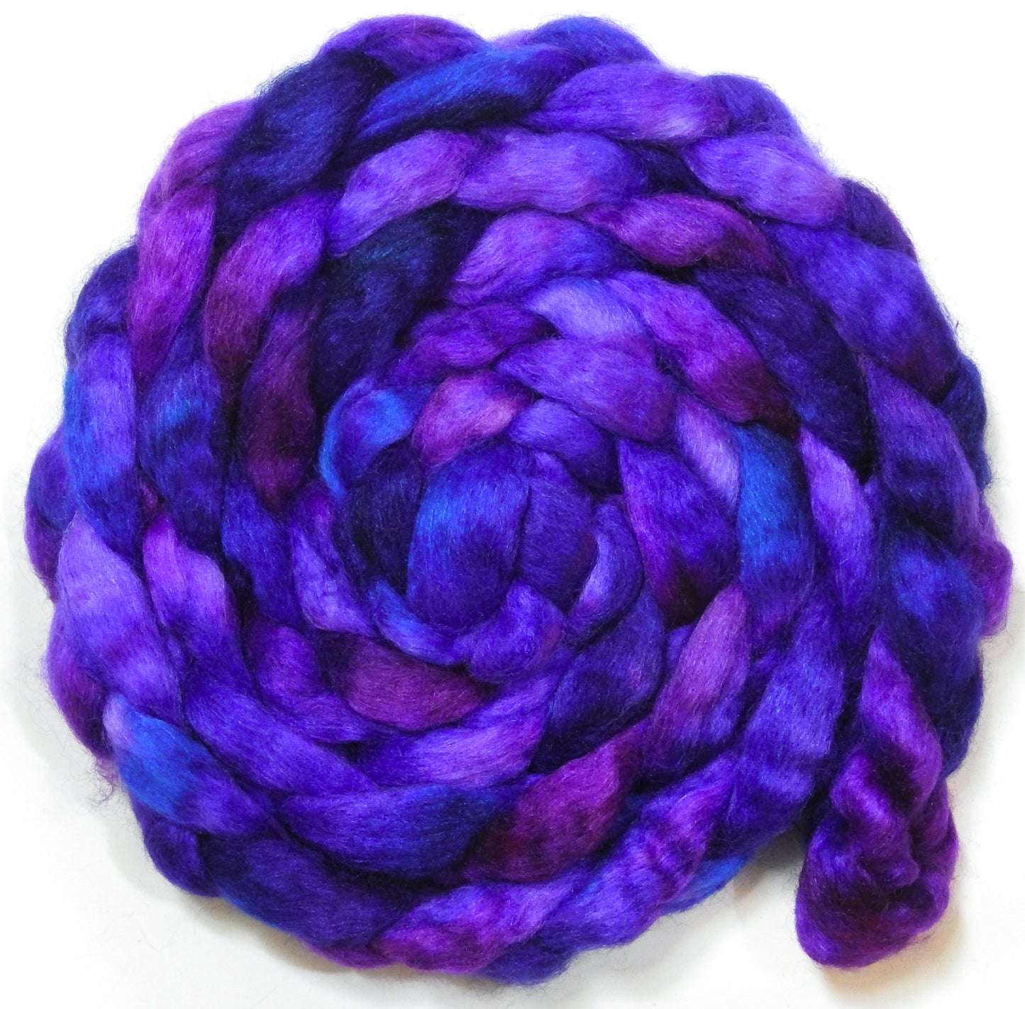 Callicarpa (5.7 oz) - Batt in a Braid #52- Wensleydale/ Mulberry silk/ Polwarth (60/25/15)