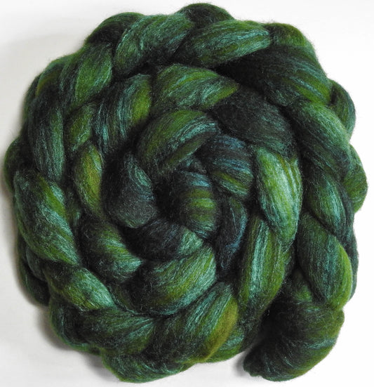 Dill Pickle-(6.1 oz) Batt in a Braid #27 - Lt. Grey Shetland/ Falkland Merino / tussah silk (50/25/25)