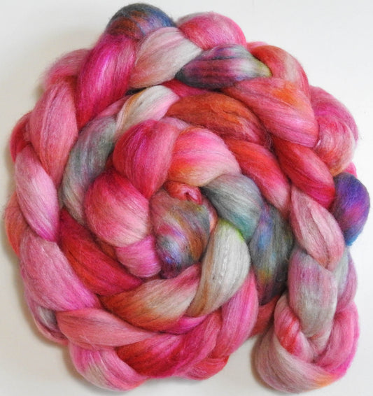 Dream House -(5.7 oz)-Batt in a Braid #27- Lt. Grey Shetland/ Falkland Merino / tussah silk (50/25/25)