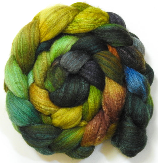 Mossy (5.7 oz) - Batt in a Braid #69 - Manx Loaghtan/ Polwarth / tussah silk /nylon (30/30/30/10)