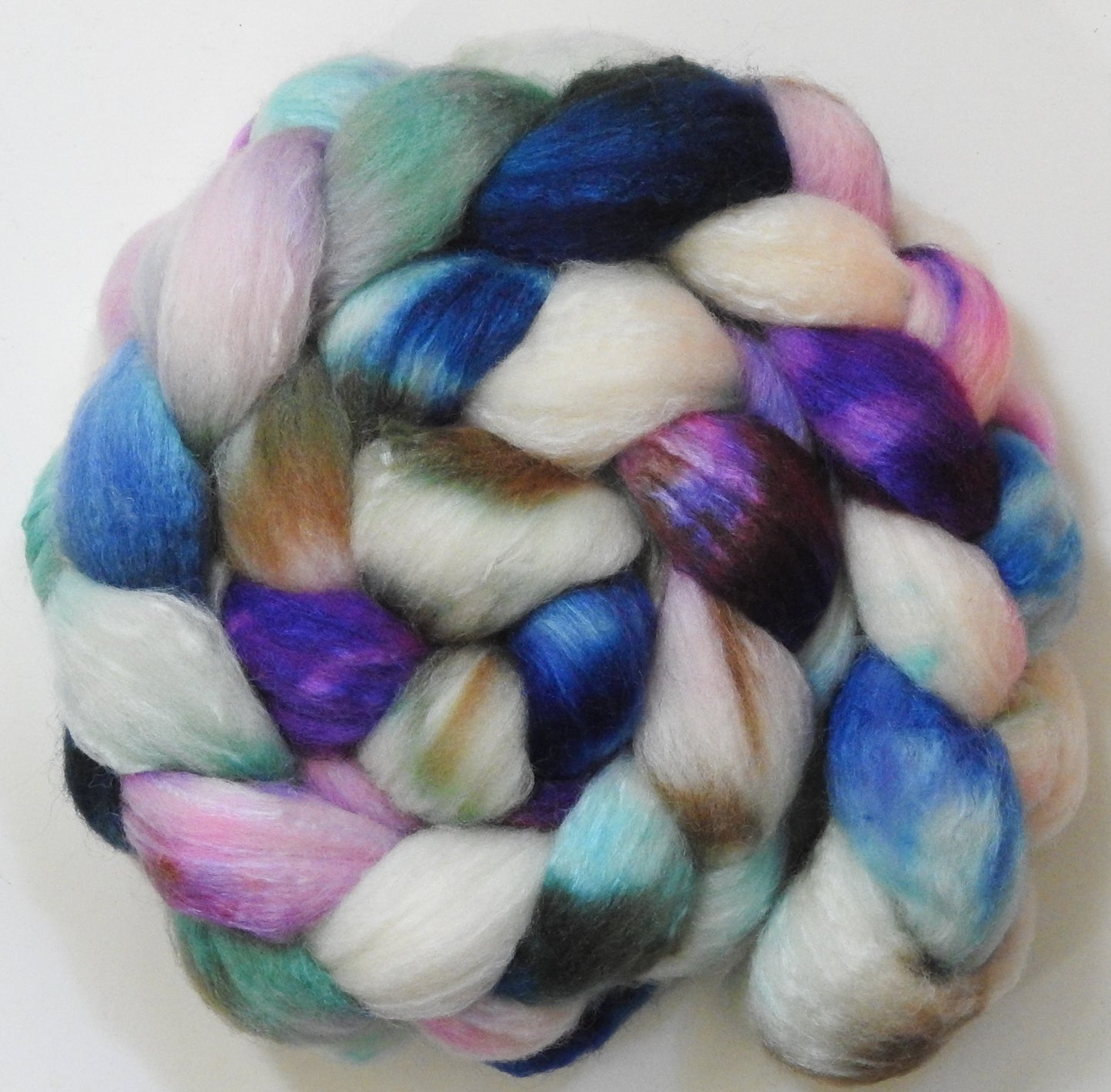 Air Castles (5.7 oz) - Batt in a Braid #44 - Southdown/Tussah Silk/Kid Mohair (65/25/10)