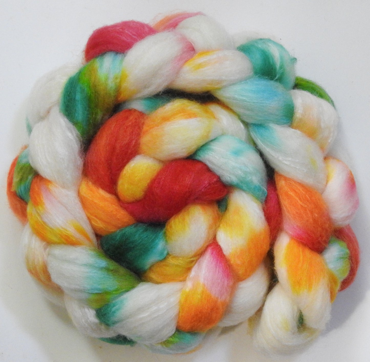 Italian Ice (5.7 oz) - Batt in a Braid #44 - Southdown/Tussah Silk/Kid Mohair (65/25/10)