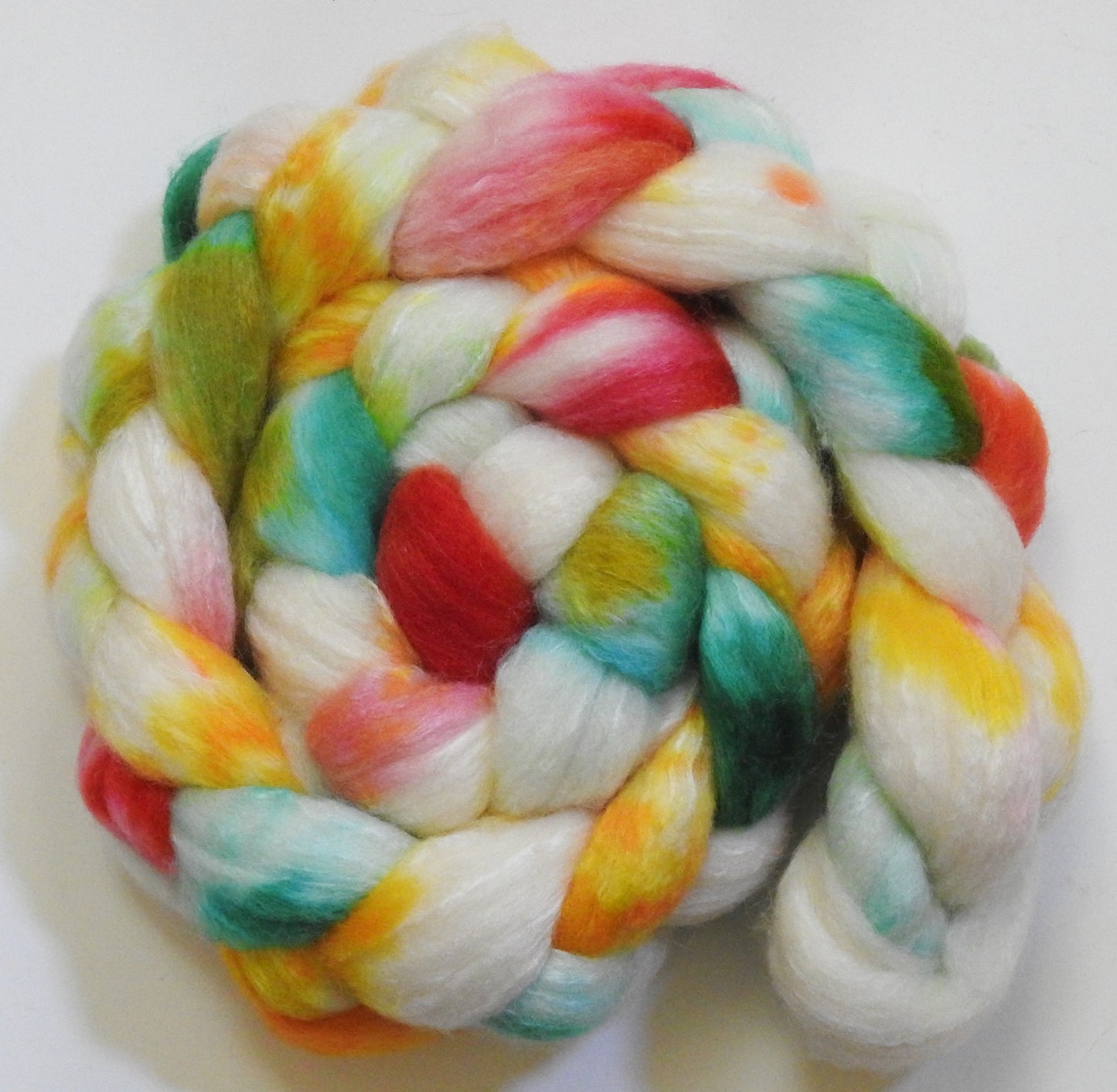 Italian Ice (5.7 oz) - Batt in a Braid #44 - Southdown/Tussah Silk/Kid Mohair (65/25/10)