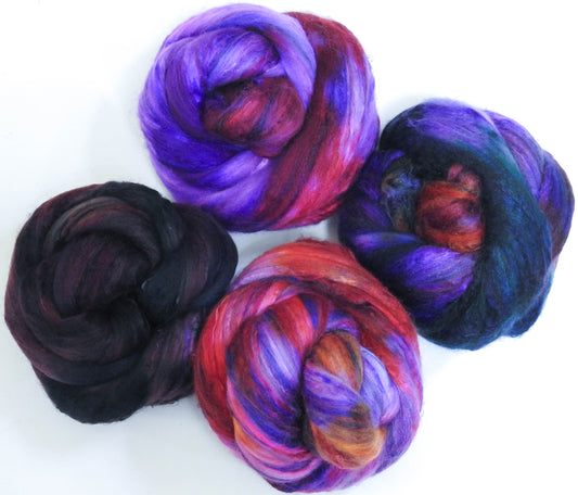 Amaranth - Gradient Braid Set -(5.7 oz) - Batt in a Braid #39 - Merino/ Mulberry Silk / Sari Silk (50/25/25)