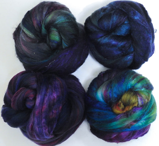 Sweet Basil - Gradient Braid Set -(5.7 oz) - Batt in a Braid #39 - Merino/ Mulberry Silk / Sari Silk (50/25/25)