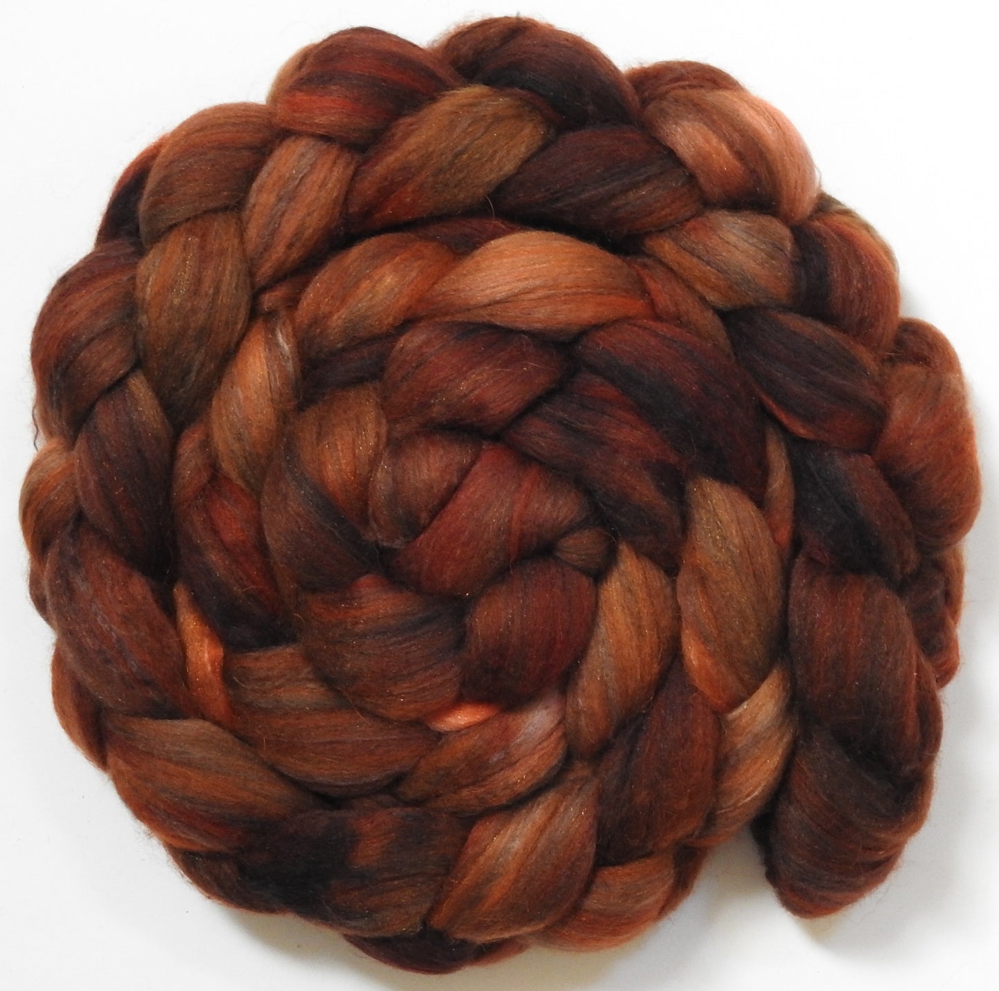 Cinnamon (5.6 oz) - Batt in a Braid #5 - Merino/ Camel/ silk/ faux cashmere/ firestar (25/25/25/13/12)