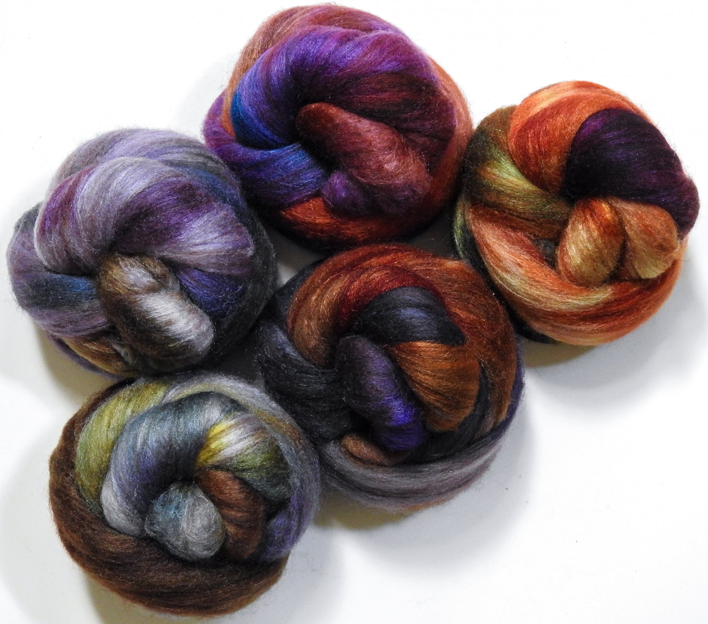 Shelter From the Storm - Dyed Patchwork Set (7.4 oz) - Batt in a Braid #69 - Manx Loaghtan/ Polwarth / tussah silk /nylon (30/30/30/10)