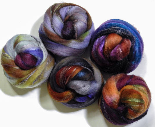 Shelter From the Storm - Dyed Patchwork Set (7.3 oz) - Merino/ Tussah Silk/ Natural Flax (50/25/25)