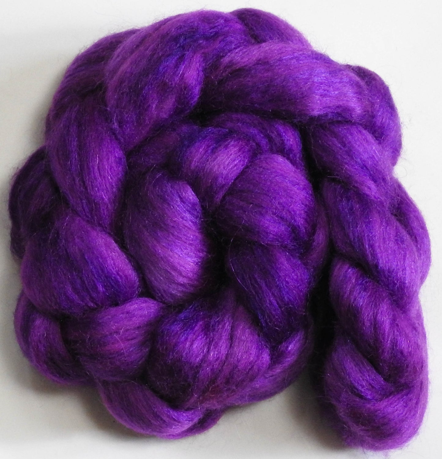 Tyrian Purple- Batt in a Braid #10- (2.8 oz) - Superfine Merino/ Silk/Kid Mohair /Corriedale(25/25/25/25)