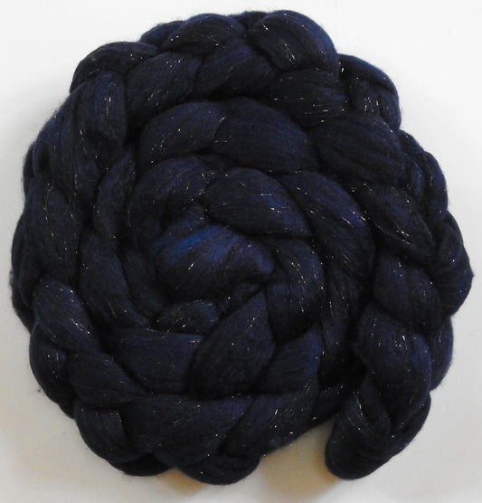 Blue Orchid  - Batt in a Braid #59- Merino/ Baby Camel/ black Tussah Silk/ Gold Stellina(40/25/25/10)