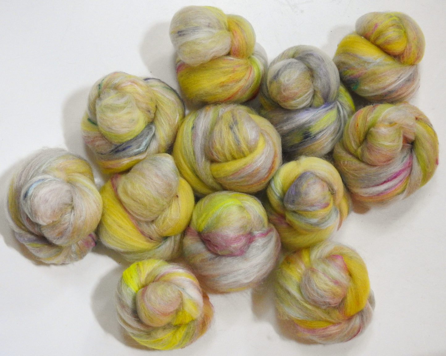 Hard Lemonade (4 oz) NON-Sparkle Sticklebatts - Coopworth fleece, merino, CAMEL, Targhee, silk, sari silk