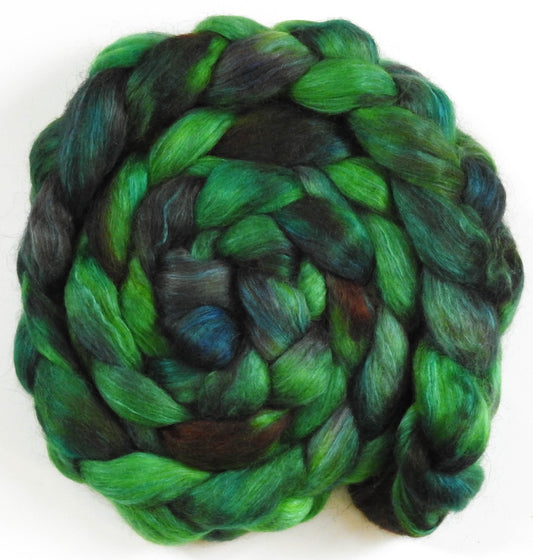 Treetops (5.9 oz) - Batt in a Braid #52- Wensleydale/ Mulberry silk/ Polwarth (60/25/15)