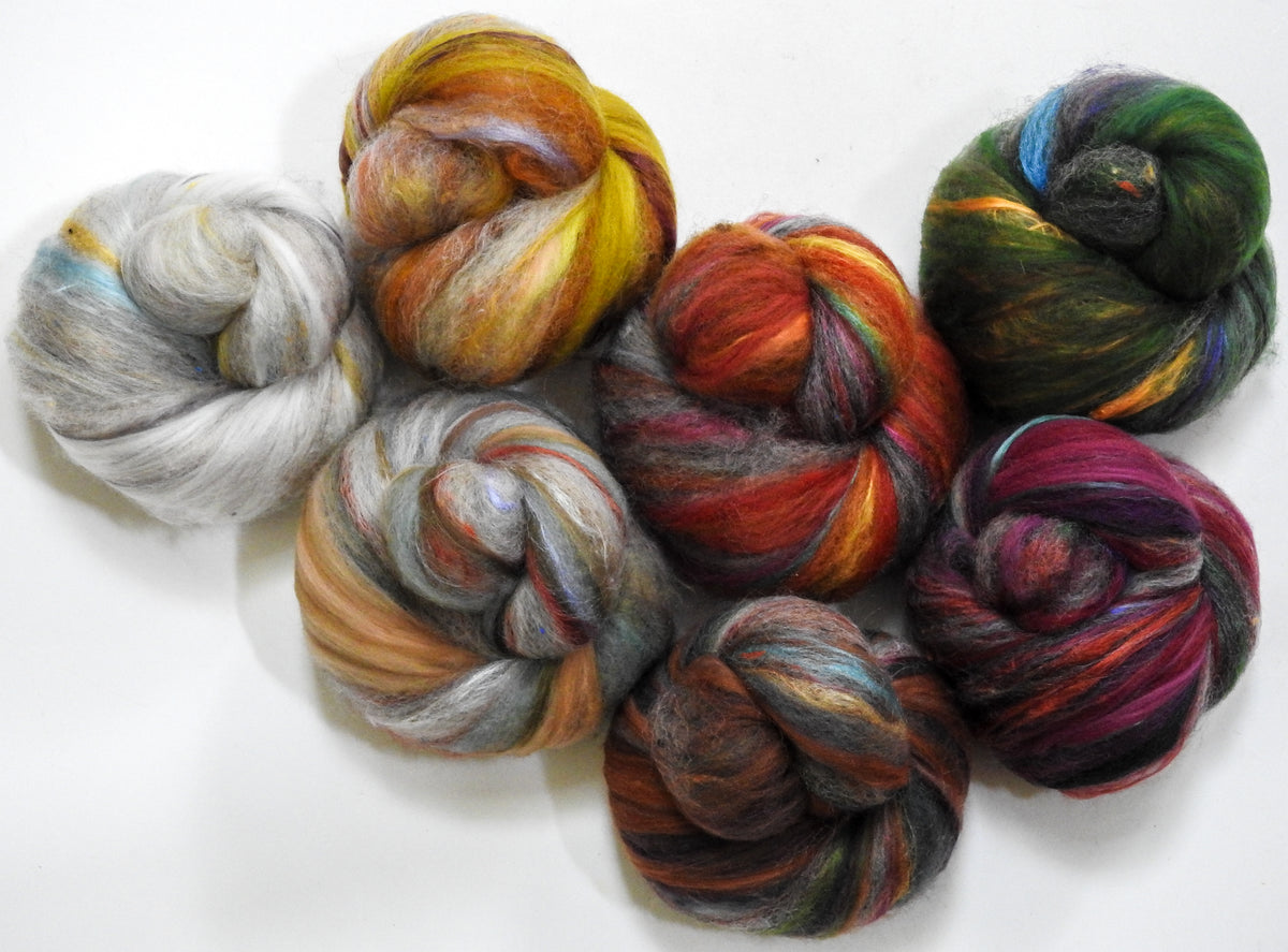 Cosmatesque (4.2 oz) - Non-Sparkle Sticklebatts - Romney fleece, merino, CVM/slight mohair blend, tweed blend, Silk
