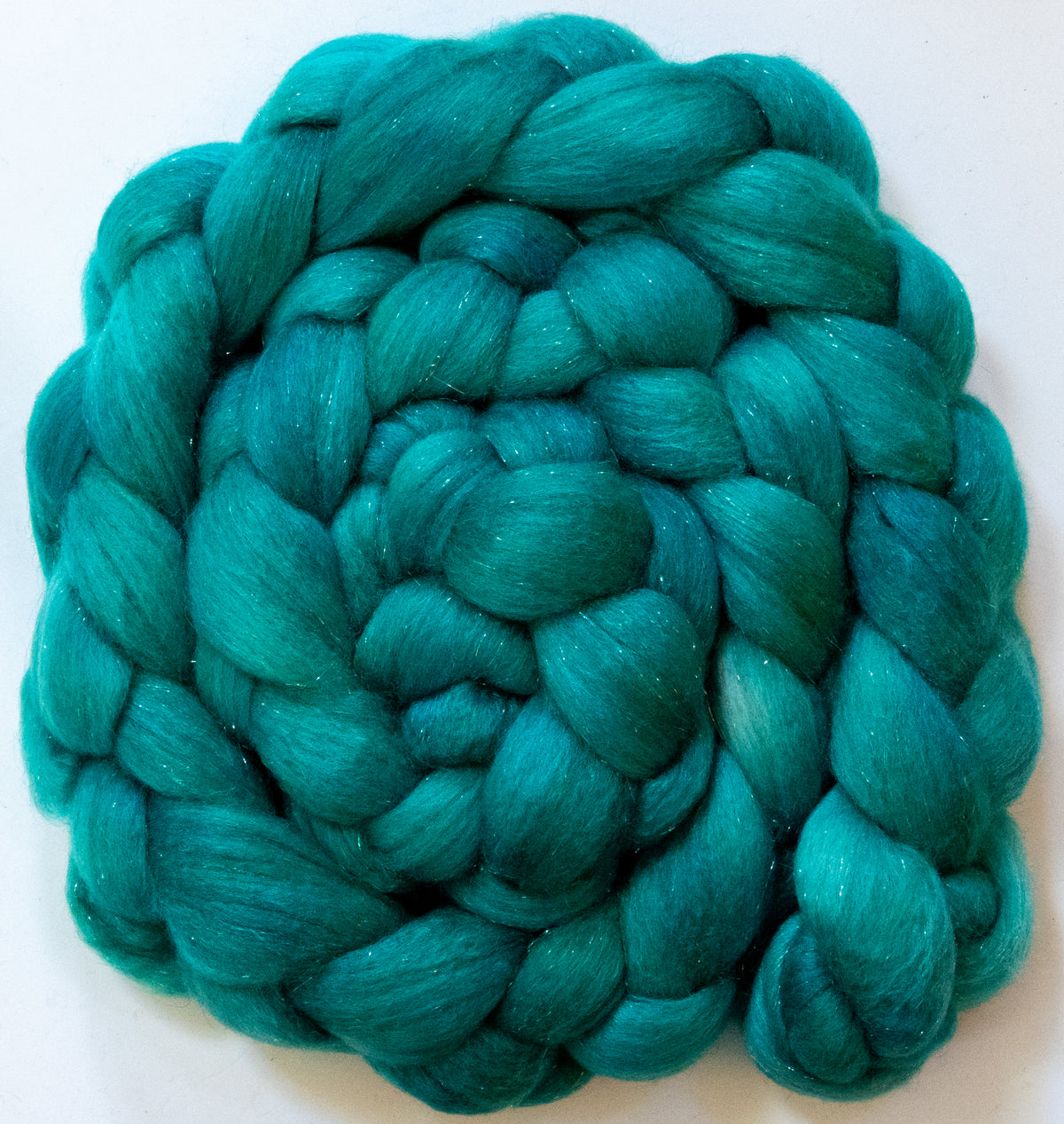 Celestial (5.7 oz) - Batt in a Braid #67 - Polwarth/Baby Camel/Tussah Silk/Gold Stellina (40/25/25/10)