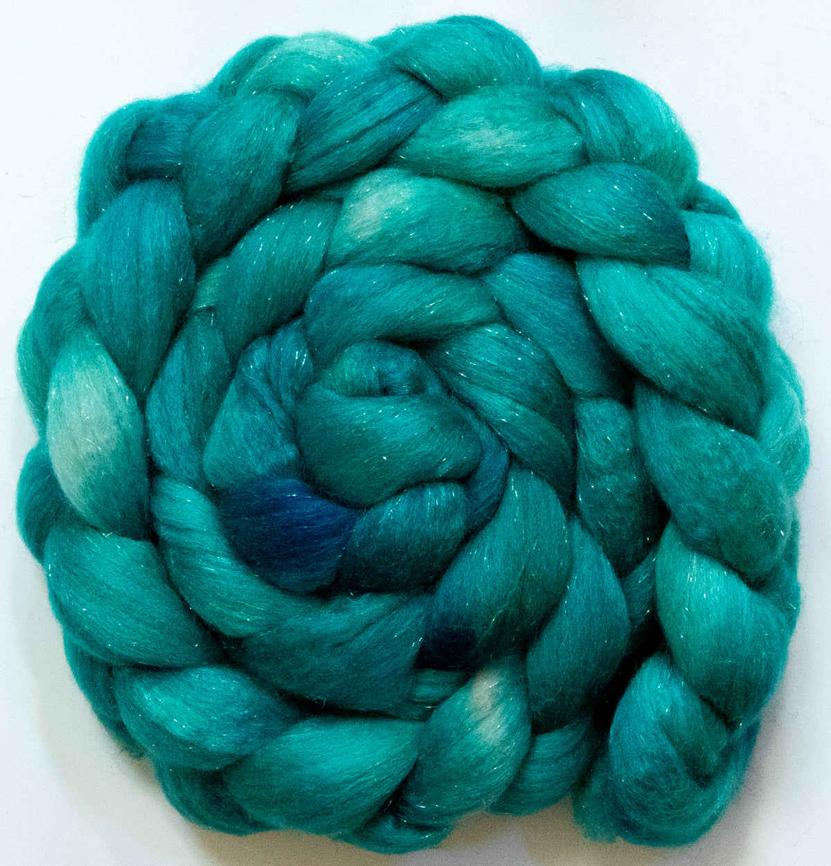 Celestial (5.7 oz) - Batt in a Braid #67 - Polwarth/Baby Camel/Tussah Silk/Gold Stellina (40/25/25/10)