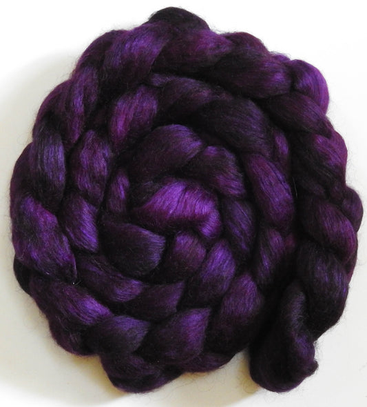 Aubergine (5.8 oz) - Batt in a Braid #52- Wensleydale/ Mulberry silk/ Polwarth (60/25/15)