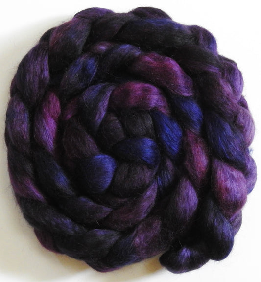 Black Currant (5.8 oz) - Batt in a Braid #52- Wensleydale/ Mulberry silk/ Polwarth (60/25/15)