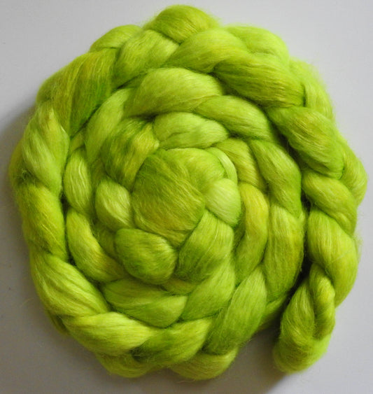 Glowstick (5.7 oz) - Batt in a Braid #52- Wensleydale/ Mulberry silk/ Polwarth (60/25/15)