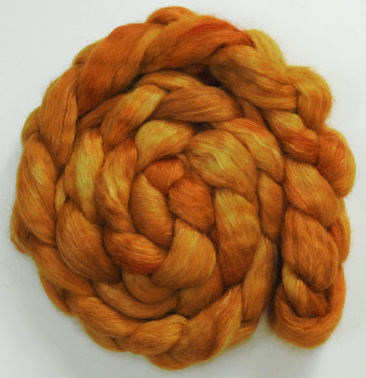 Golden Hour (5.9 oz) - Batt in a Braid #52- Wensleydale/ Mulberry silk/ Polwarth (60/25/15)