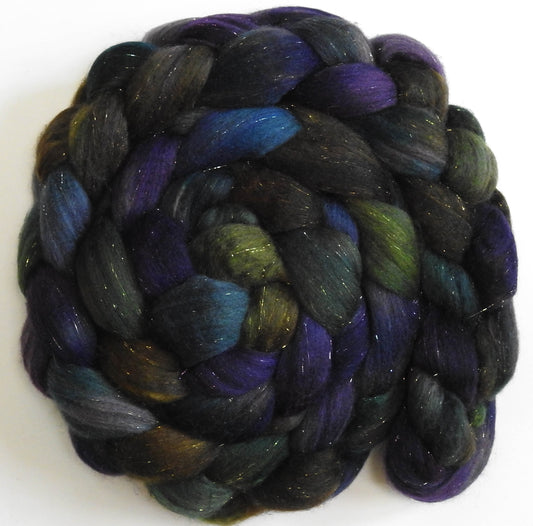 Dragonfly (5.6 oz) - Batt in a Braid #59- Merino/ Baby Camel/ black Tussah Silk/ Gold Stellina(40/25/25/10)