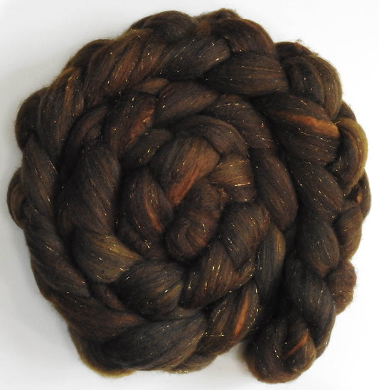 Goldenrod (5.7 oz) - Batt in a Braid #59- Merino/ Baby Camel/ black Tussah Silk/ Gold Stellina(40/25/25/10)
