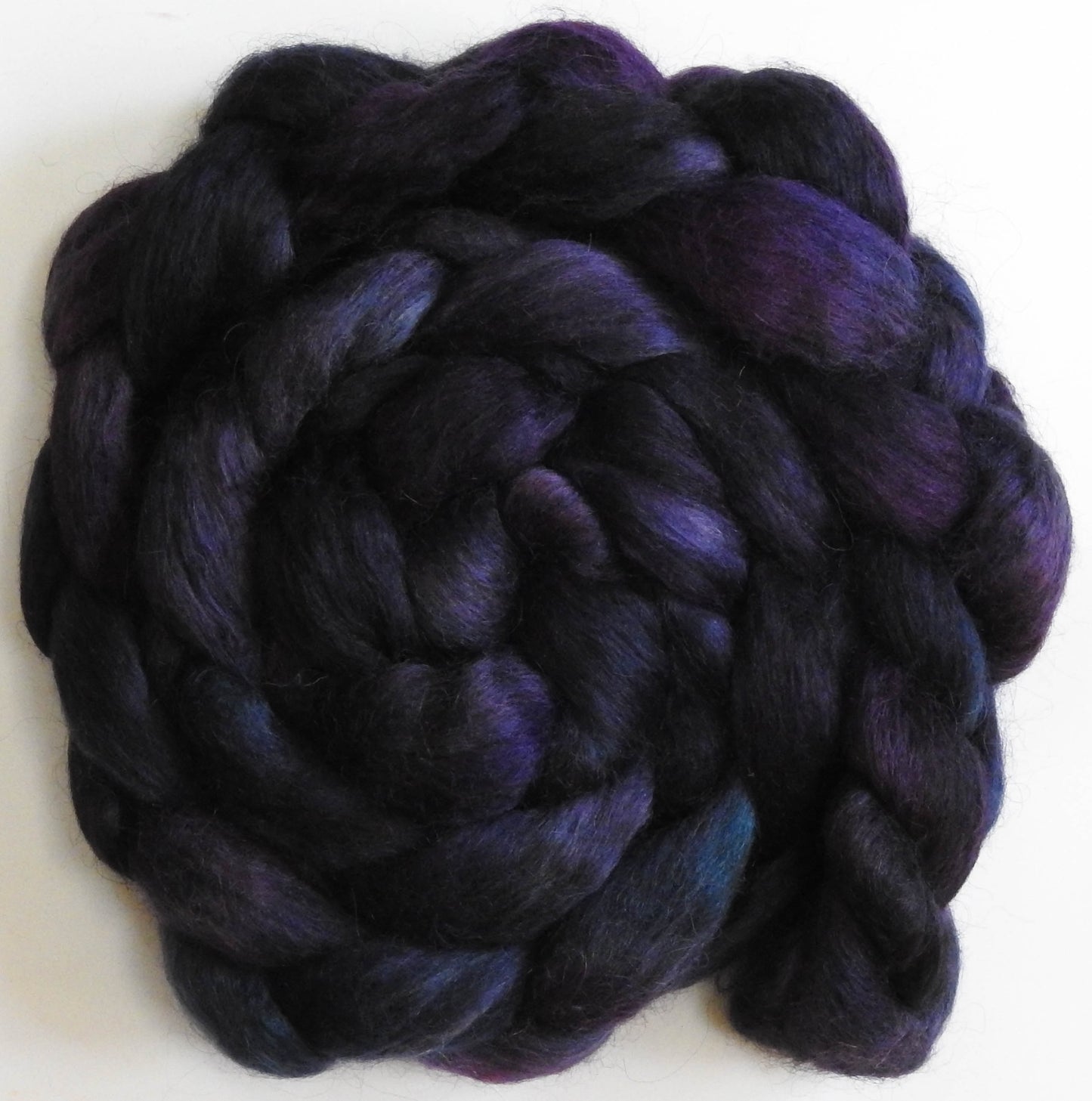 Graphite (5.8 oz) - Batt in a Braid #52- Wensleydale/ Mulberry silk/ Polwarth (60/25/15)