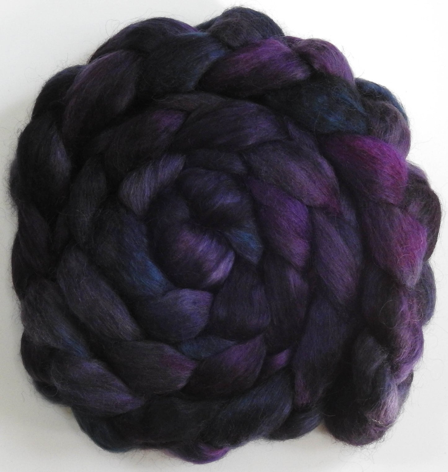 Graphite (5.8 oz) - Batt in a Braid #52- Wensleydale/ Mulberry silk/ Polwarth (60/25/15)