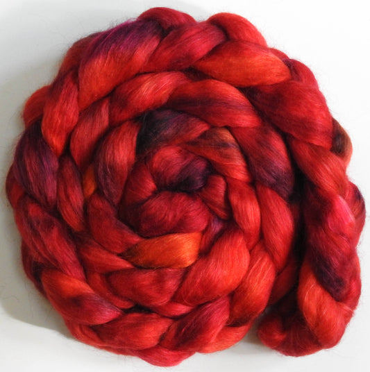 Empire Apple (5.8 oz) - Batt in a Braid #52- Wensleydale/ Mulberry silk/ Polwarth (60/25/15)