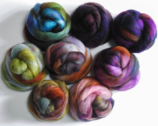 Arsenic & Old Lace Gradient Set -(10.5 oz) Batt in a Braid #63 ( Cormo/camel/silk -60/20/20)