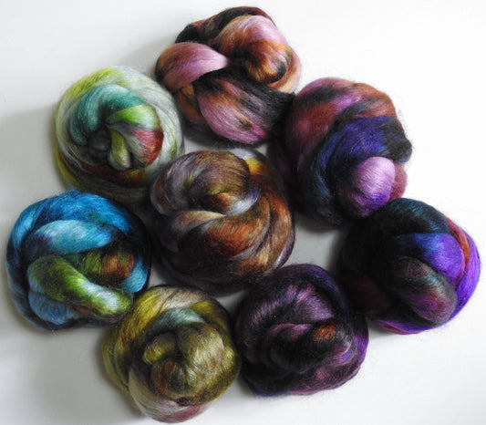 Arsenic & Old Lace Gradient Set -(11.8 oz) Batt in a Braid #10 ( Merino/Kid mohair/Corriedale/ silk- 25/25/25/25)