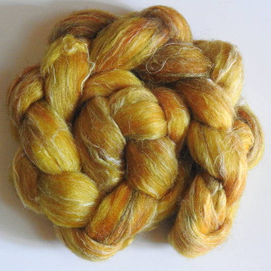 Batt in a Braid #29 -(2 oz.) - Rambouillet / Tussah / Flax (40/40/20)