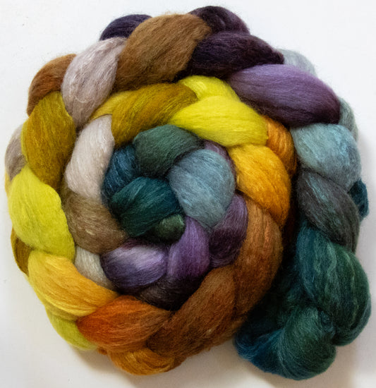 Acacia Tree (5.7 oz) - Batt in a Braid #44 - Southdown/Tussah Silk/Kid Mohair (65/25/10)