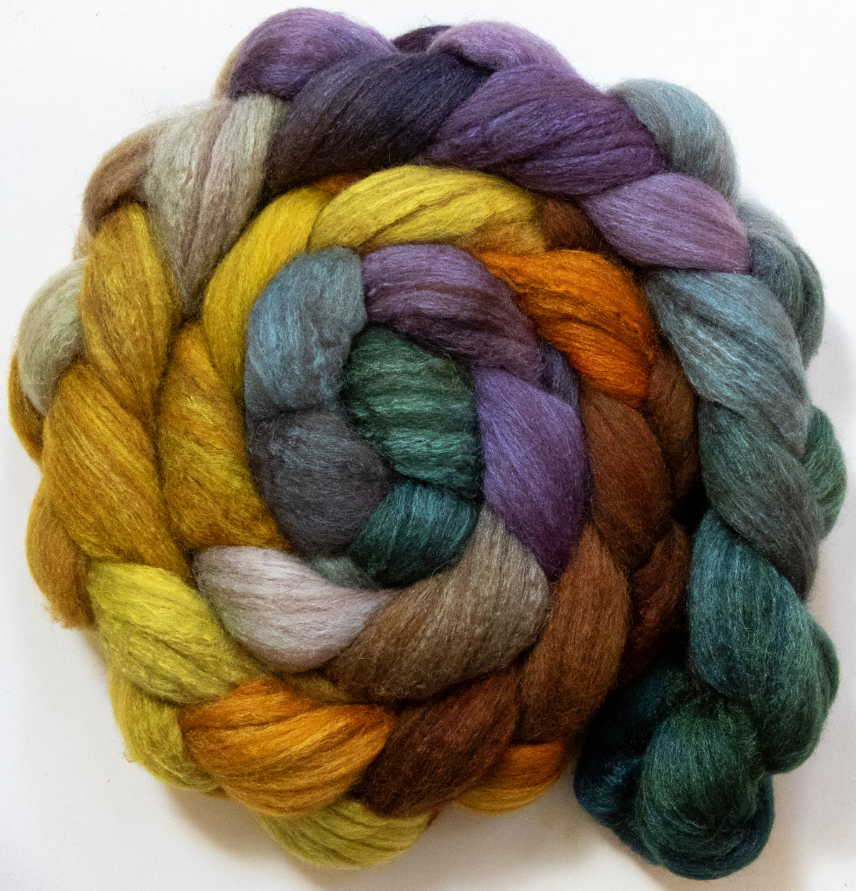 Acacia Tree (5.8 oz) - Batt in a Braid #69 - Manx Loaghtan/ Polwarth / tussah silk /nylon (30/30/30/10)