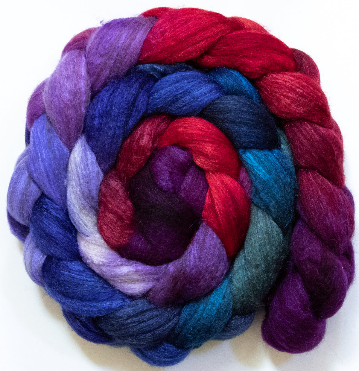 Wine Tasting (5.8 oz) - Batt in a Braid #69 - Manx Loaghtan/ Polwarth / tussah silk /nylon (30/30/30/10)