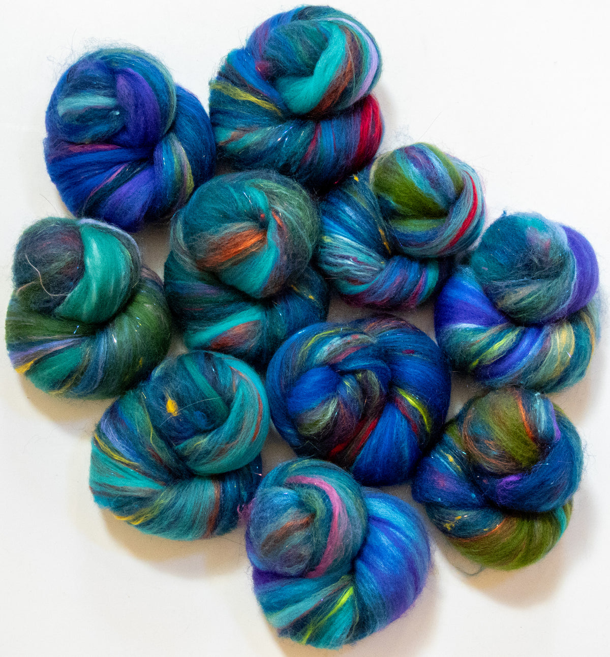 Ravenna (3.9 oz) - Sparkle Sticklebatts - Romney fleece, merino, YAK, silk, silk noil, angelina