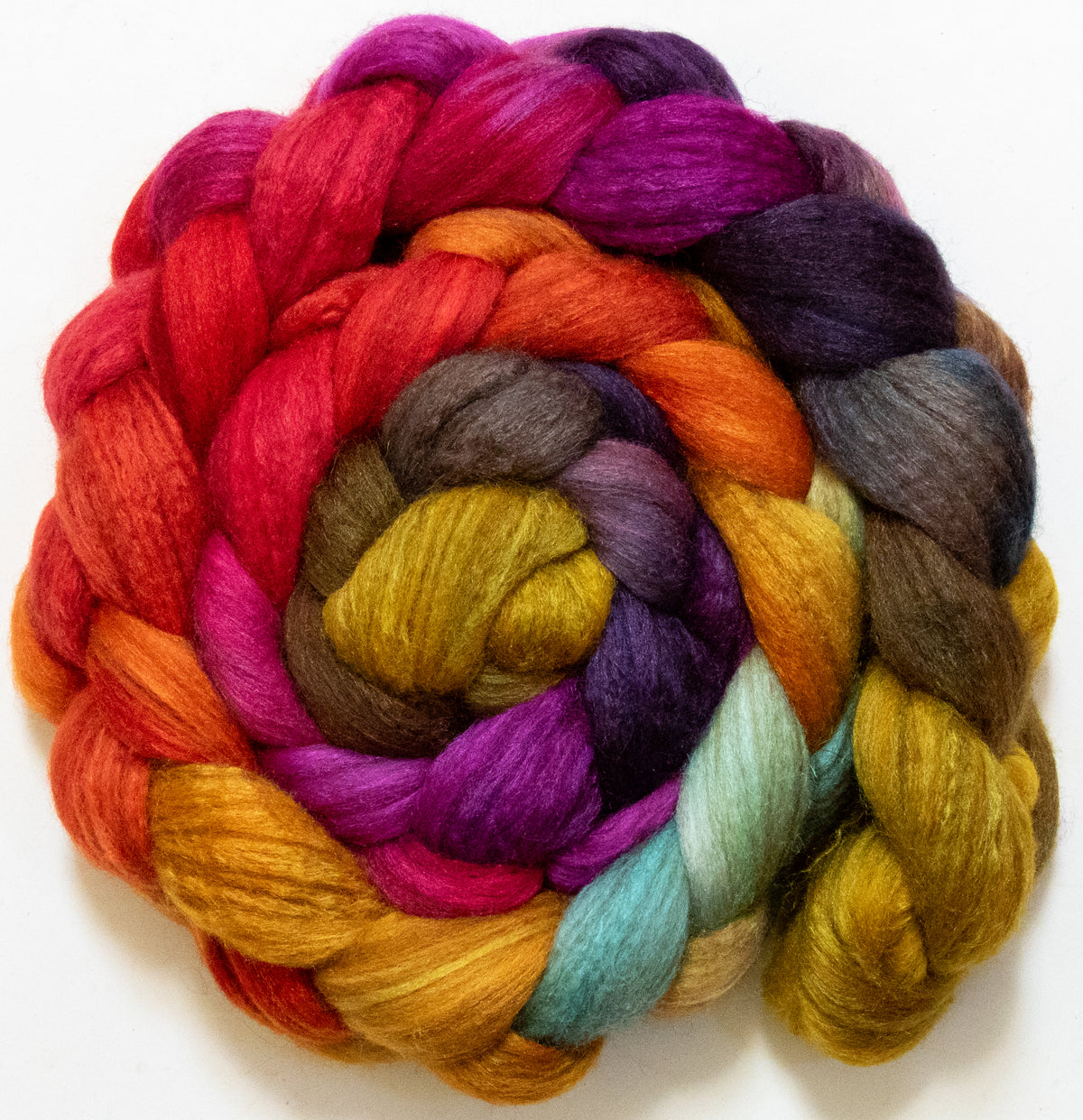 Festival (5.8 oz) - Batt in a Braid #69 - Manx Loaghtan/ Polwarth / tussah silk /nylon (30/30/30/10)