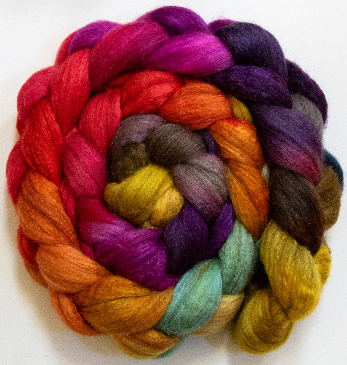 Festival (5.8 oz) - Batt in a Braid #69 - Manx Loaghtan/ Polwarth / tussah silk /nylon (30/30/30/10)