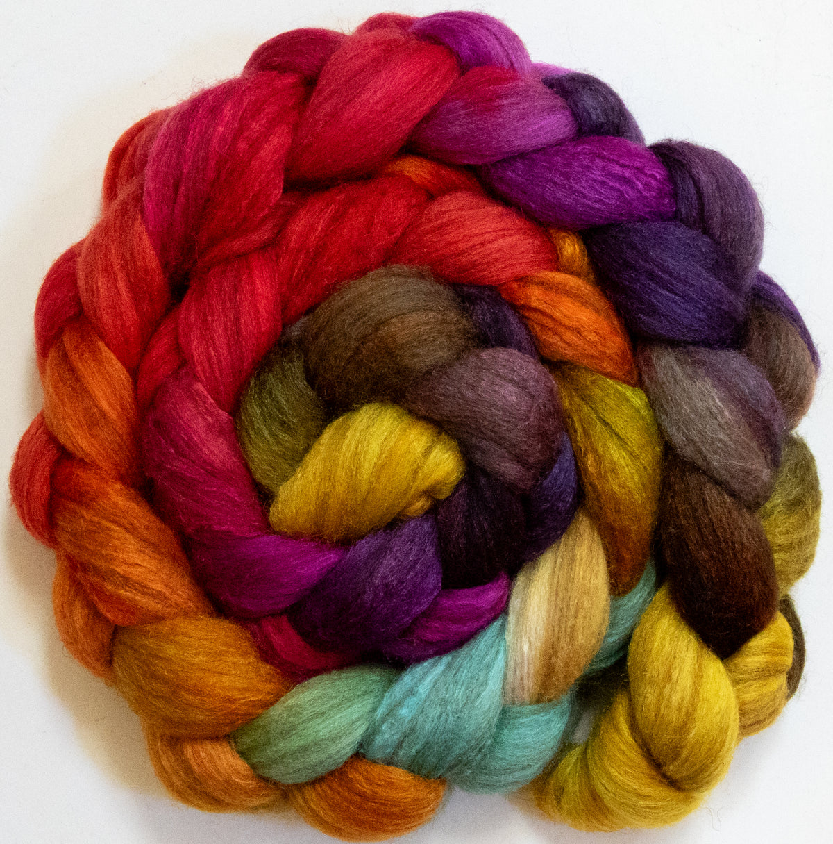 Festival (5.8 oz) - Batt in a Braid #69 - Manx Loaghtan/ Polwarth / tussah silk /nylon (30/30/30/10)