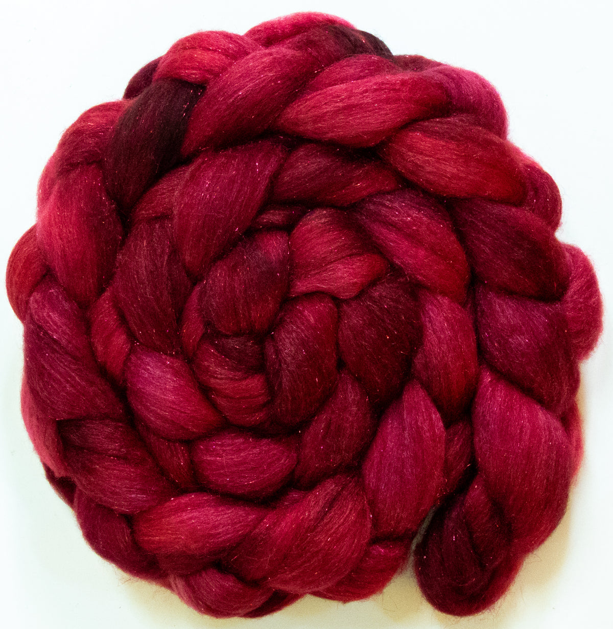 Chianti (5.7 oz) - Batt in a Braid #67 - Polwarth/Baby Camel/Tussah Silk/Gold Stellina (40/25/25/10)