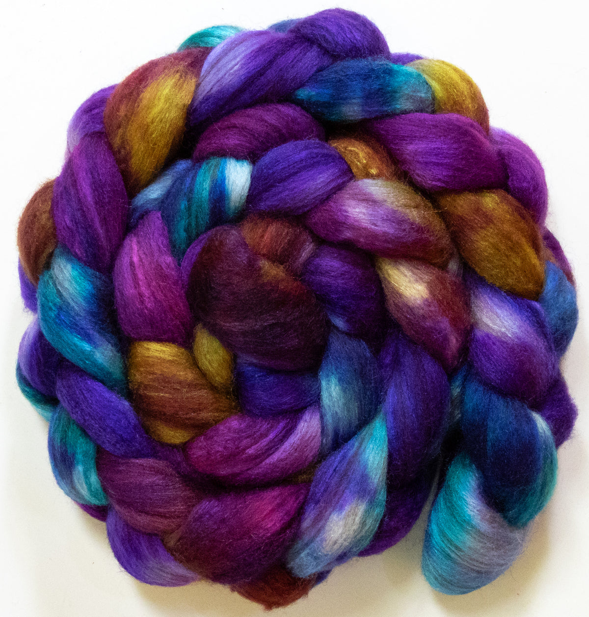 Galileo (5.9 oz) - Batt in a Braid #69 - Manx Loaghtan/ Polwarth / tussah silk /nylon (30/30/30/10)